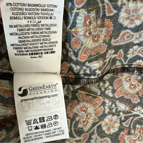 Boden Ruched Detail Metallic Thread Paisley Print Blouse Top Women’s Size 14 US - Picture 11 of 11